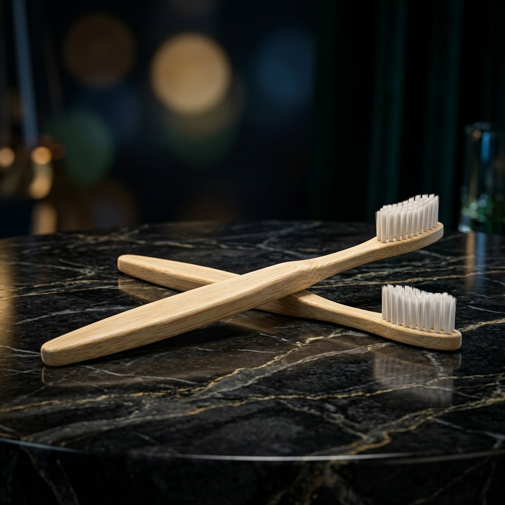 2 PCS Bamboo Toothbrushes for Adults - Soft Bristles, Natural Biodegradable, BPA Free, Eco-Friendly, White