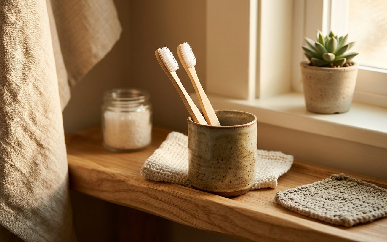 2 PCS Bamboo Toothbrushes for Adults - Soft Bristles, Natural Biodegradable, BPA Free, Eco-Friendly, White