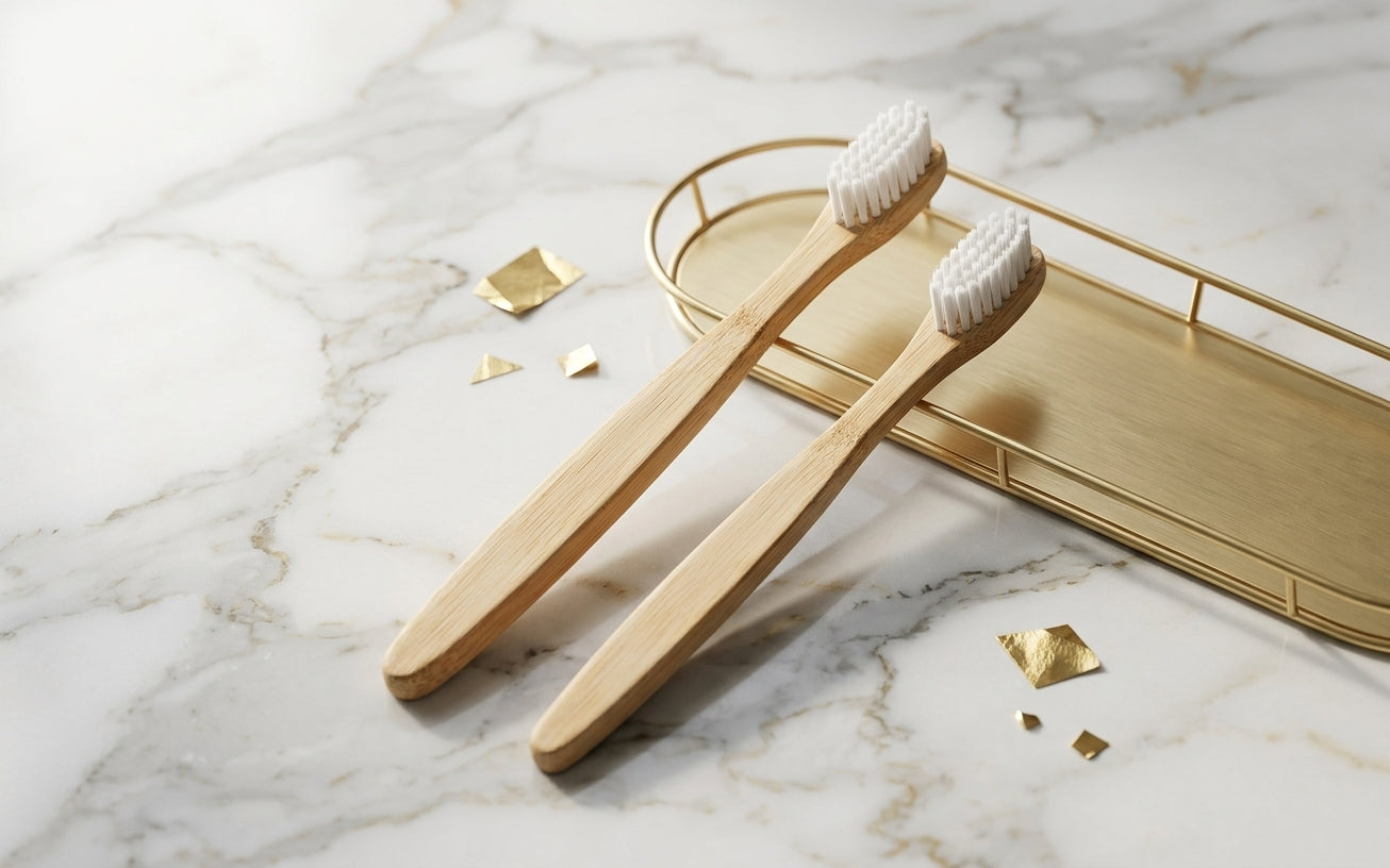 2 PCS Bamboo Toothbrushes for Adults - Soft Bristles, Natural Biodegradable, BPA Free, Eco-Friendly, White